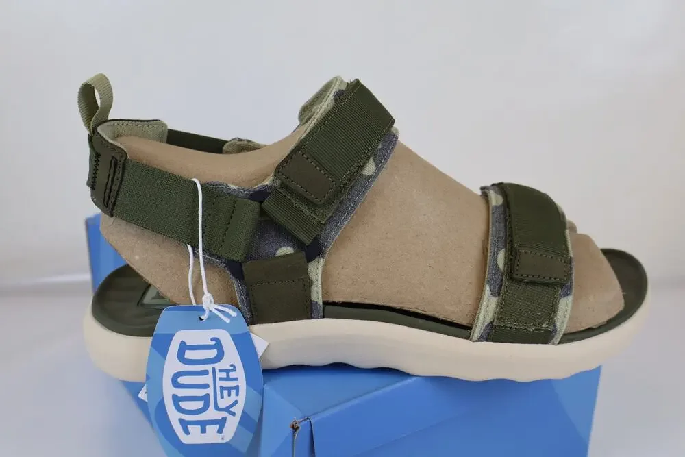 NEW Hey Dude Carson Sandals Sport Mode Men's Green Camo Outdoor Size 13